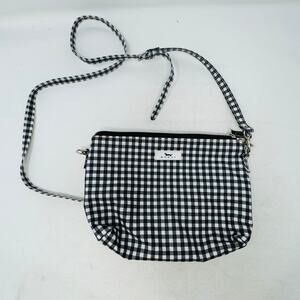 Scout Gingham Check Crossbody Bag Black‎ White Water-Resistant Zip Purse 10”